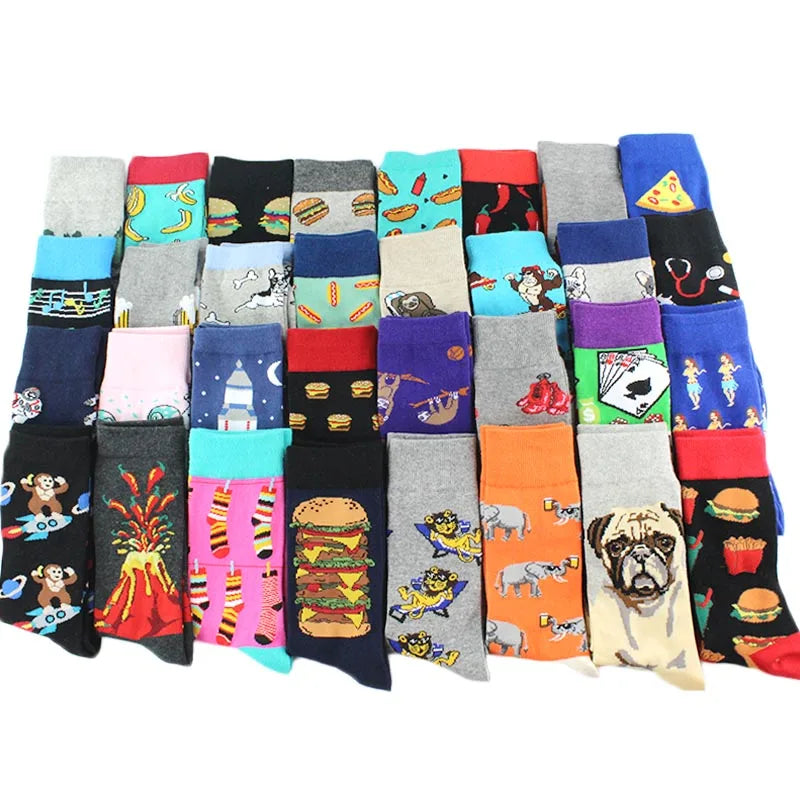 Fun Animal & Food Print Crew Socks