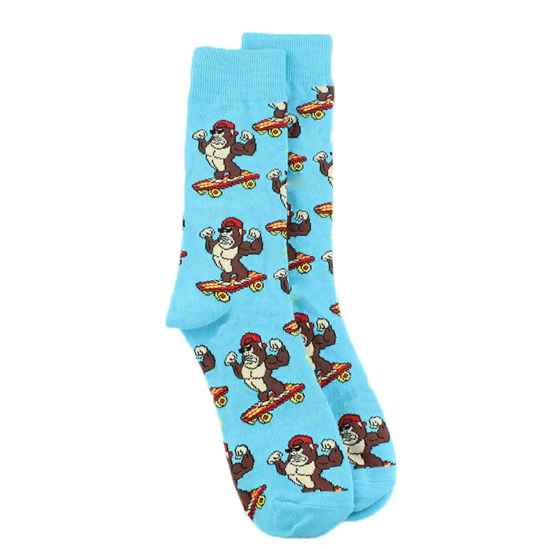 Fun Animal & Food Print Crew Socks