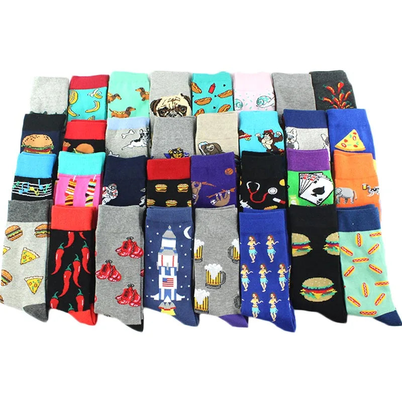 Fun Animal & Food Print Crew Socks