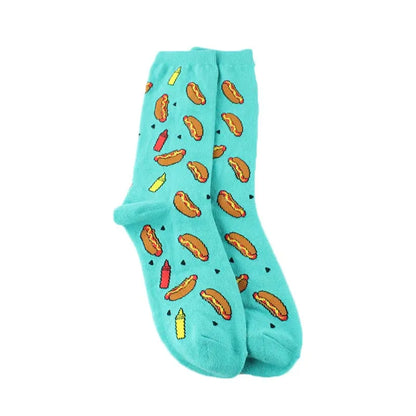 Fun Animal & Food Print Crew Socks