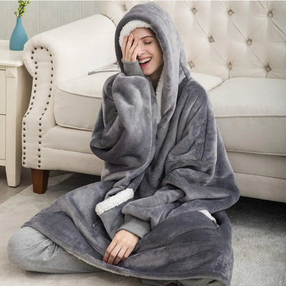 🦥 The Snuggly Sloth™ Hoodie Blanket Unisex Oversized Fleece Hoodie For Men & Women
