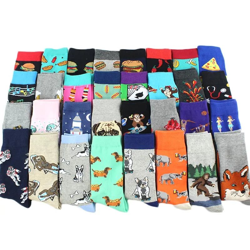 Fun Animal & Food Print Crew Socks