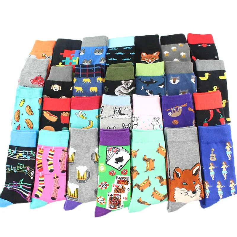 Fun Animal & Food Print Crew Socks