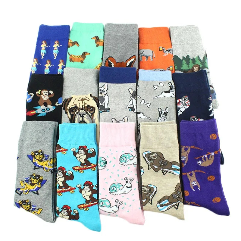 Fun Animal & Food Print Crew Socks