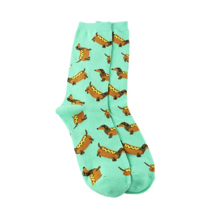 Fun Animal & Food Print Crew Socks