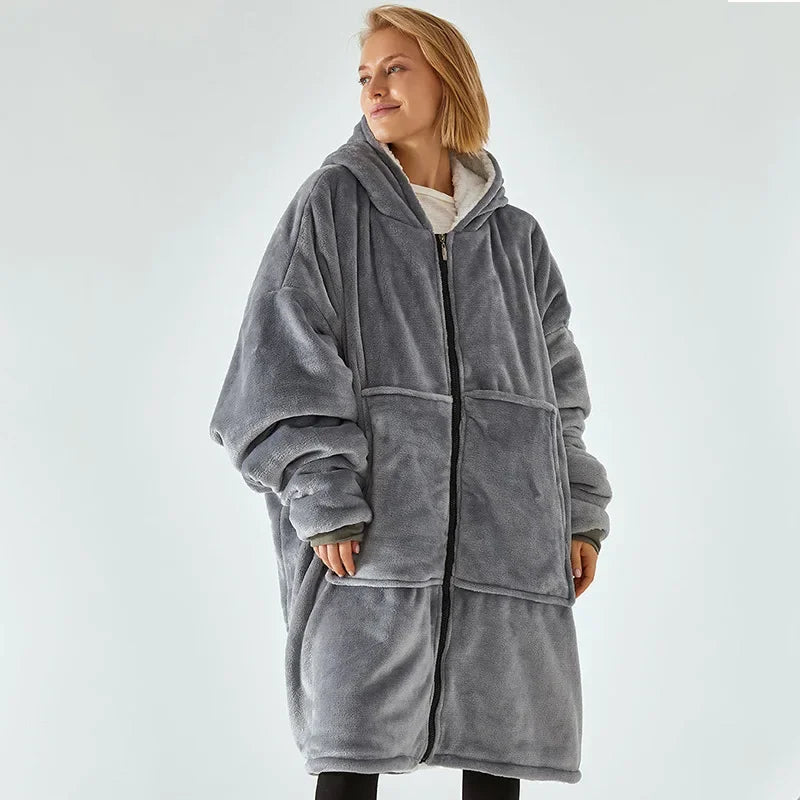 🦥 The Snuggly Sloth™ Zippered Blanket Hoodie – Cozy Meets Convenience