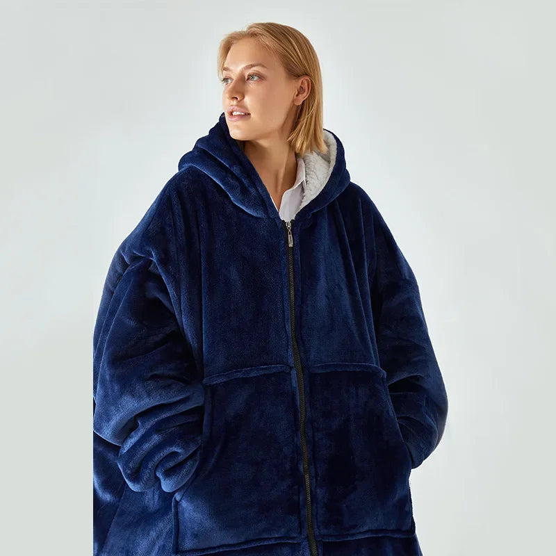 🦥 The Snuggly Sloth™ Zippered Blanket Hoodie – Cozy Meets Convenience