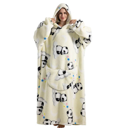 🦥 The Snuggly Sloth™ Oversized Hoodie Blanket Sweatshirt – Long-Length Wearable Blanket for Cozy Winter Days & Nights