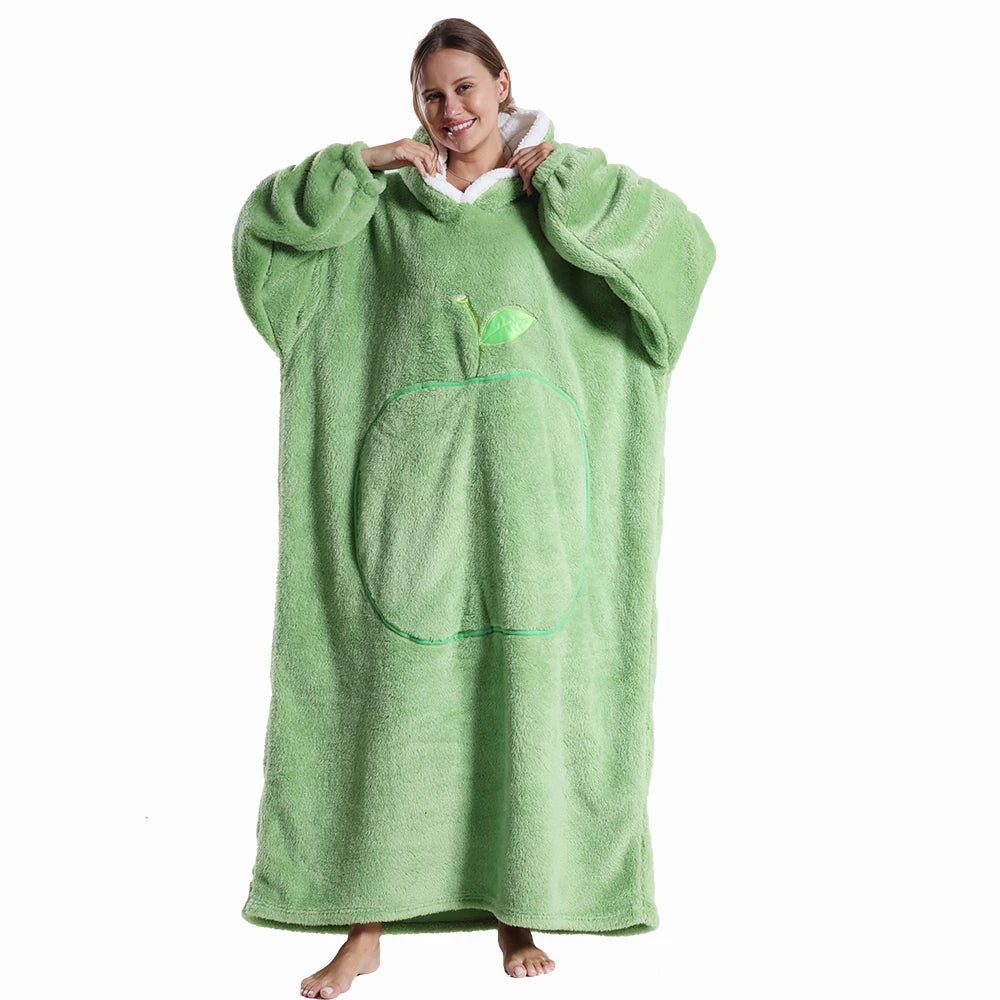🦥 The Snuggly Sloth™ Oversized Hoodie Blanket Sweatshirt – Long-Length Wearable Blanket for Cozy Winter Days & Nights