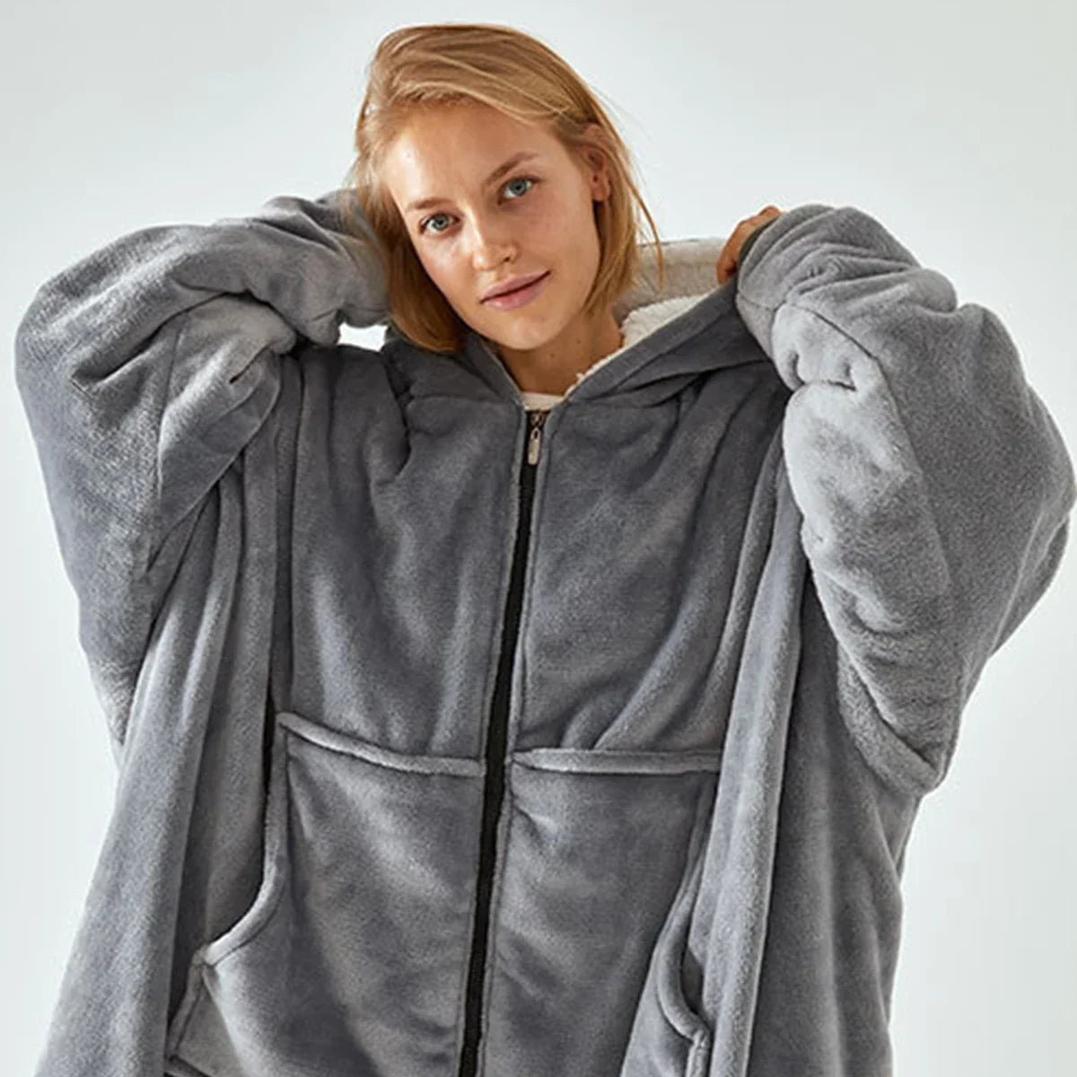 🦥 The Snuggly Sloth™ Zippered Blanket Hoodie – Cozy Meets Convenience