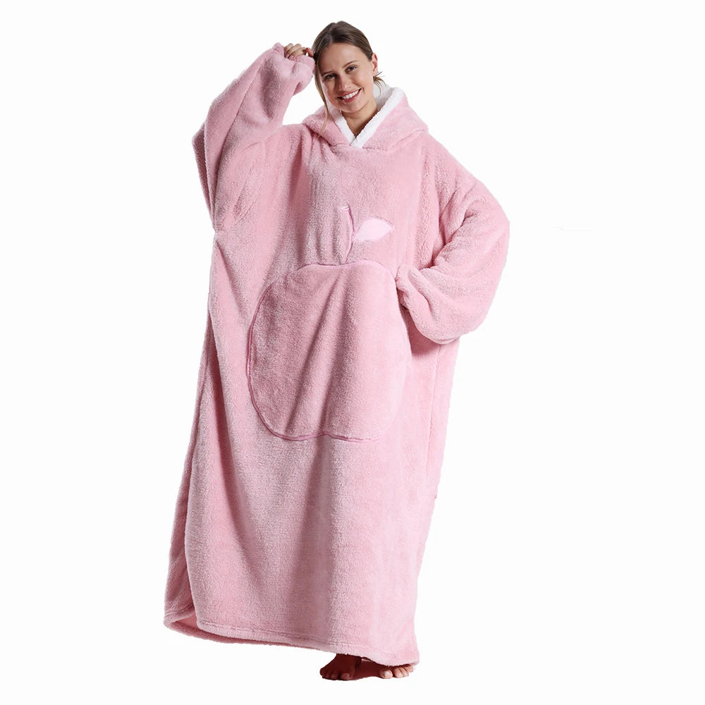 🦥 The Snuggly Sloth™ Oversized Hoodie Blanket Sweatshirt – Long-Length Wearable Blanket for Cozy Winter Days & Nights