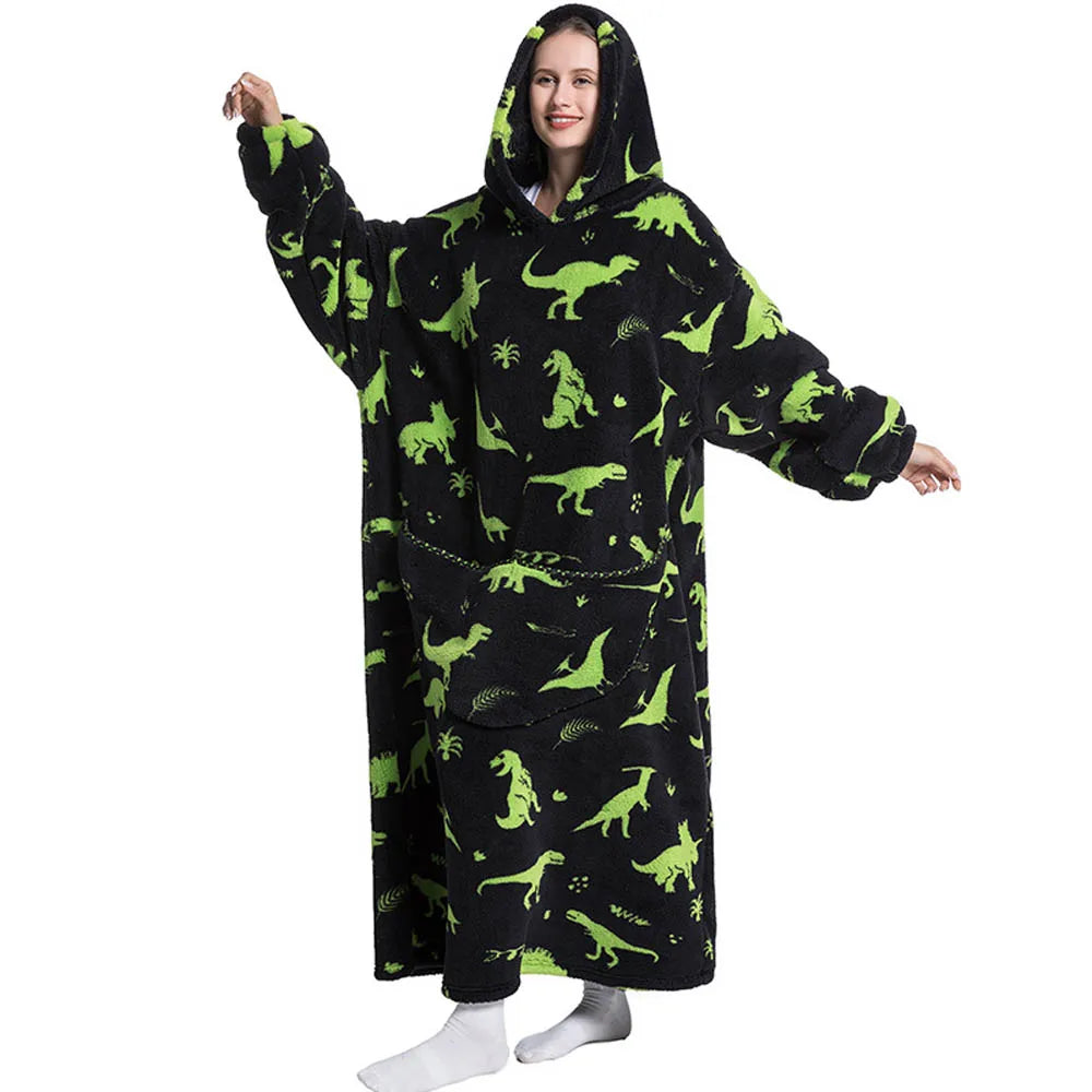🦥 The Snuggly Sloth™ Oversized Hoodie Blanket Sweatshirt – Long-Length Wearable Blanket for Cozy Winter Days & Nights