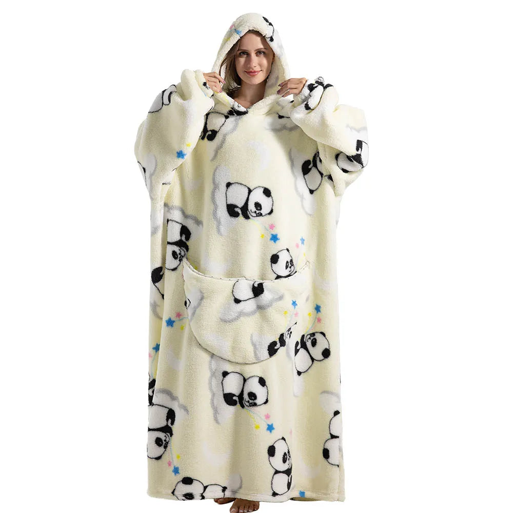 🦥 The Snuggly Sloth™ Oversized Hoodie Blanket Sweatshirt – Long-Length Wearable Blanket for Cozy Winter Days & Nights