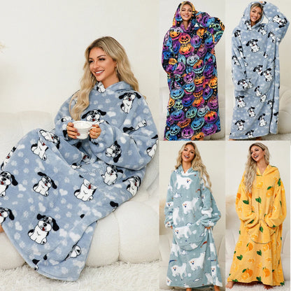 🦥 The Snuggly Sloth™ Oversized Hoodie Blanket Sweatshirt – Long-Length Wearable Blanket for Cozy Winter Days & Nights