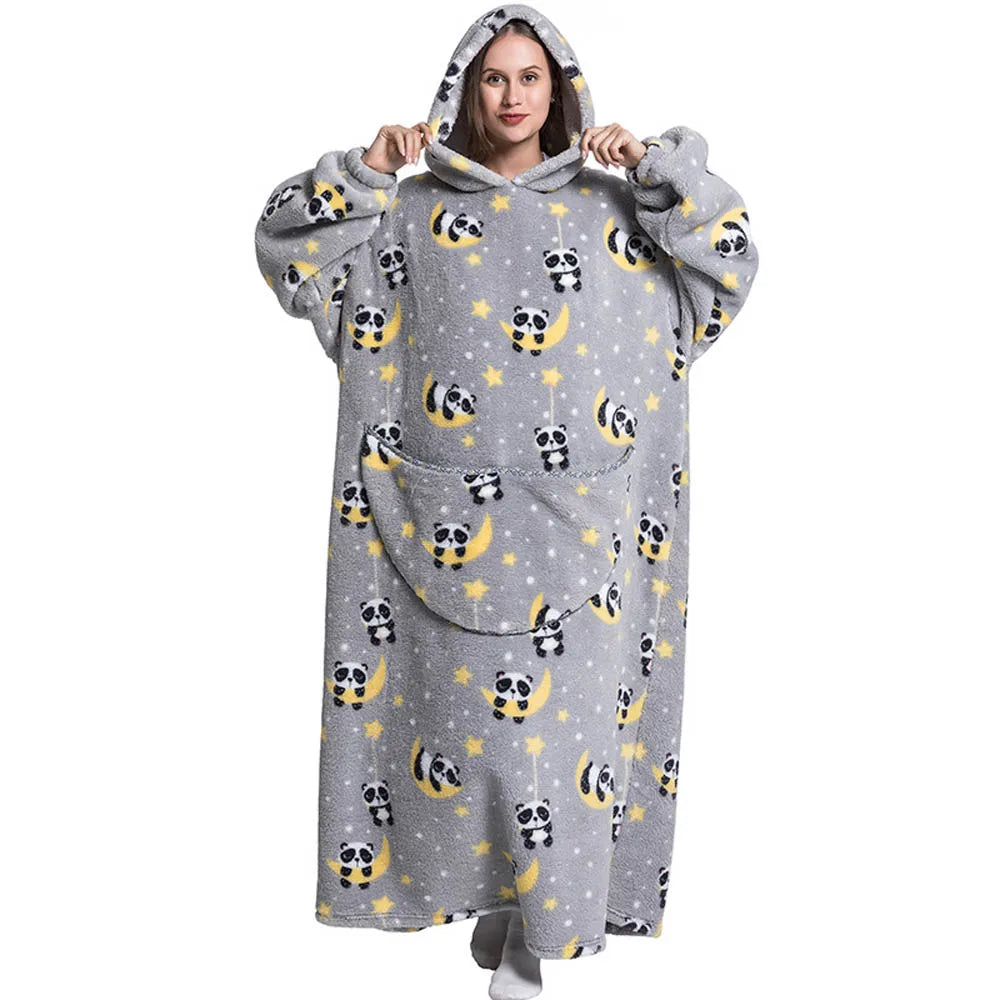 🦥 The Snuggly Sloth™ Oversized Hoodie Blanket Sweatshirt – Long-Length Wearable Blanket for Cozy Winter Days & Nights