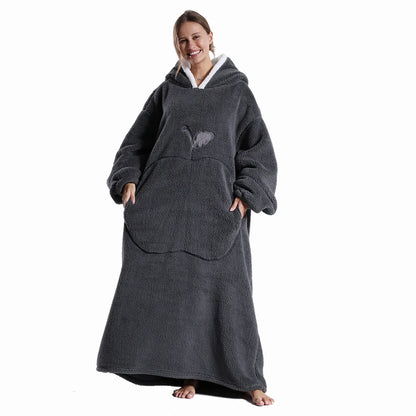 🦥 The Snuggly Sloth™ Oversized Hoodie Blanket Sweatshirt – Long-Length Wearable Blanket for Cozy Winter Days & Nights