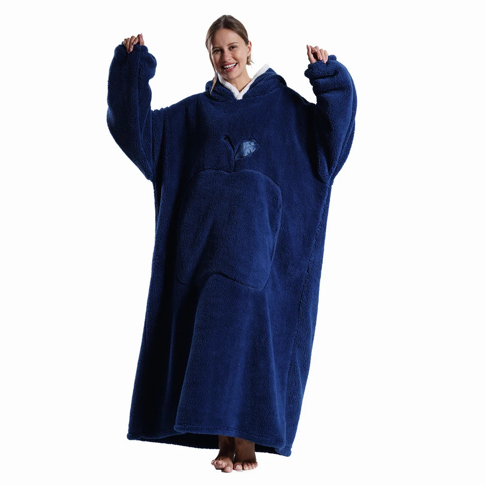 🦥 The Snuggly Sloth™ Oversized Hoodie Blanket Sweatshirt – Long-Length Wearable Blanket for Cozy Winter Days & Nights