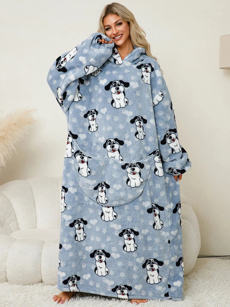 🦥 The Snuggly Sloth™ Oversized Hoodie Blanket Sweatshirt – Long-Length Wearable Blanket for Cozy Winter Days & Nights