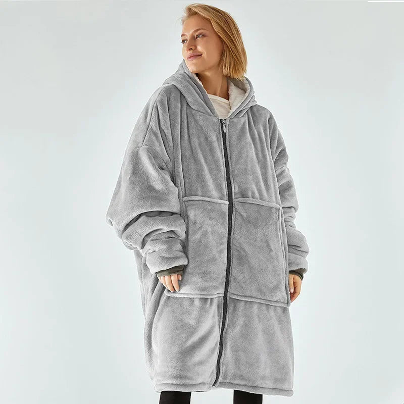 🦥 The Snuggly Sloth™ Zippered Blanket Hoodie – Cozy Meets Convenience