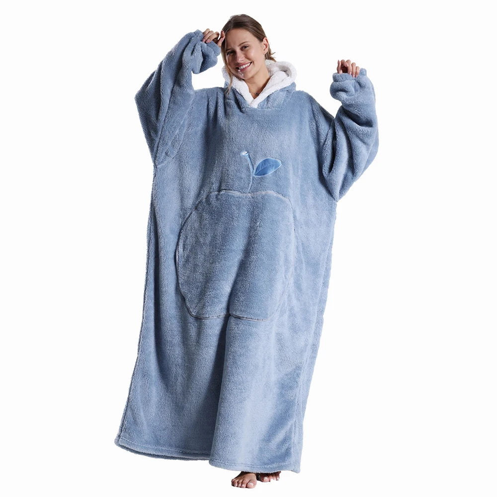 🦥 The Snuggly Sloth™ Oversized Hoodie Blanket Sweatshirt – Long-Length Wearable Blanket for Cozy Winter Days & Nights