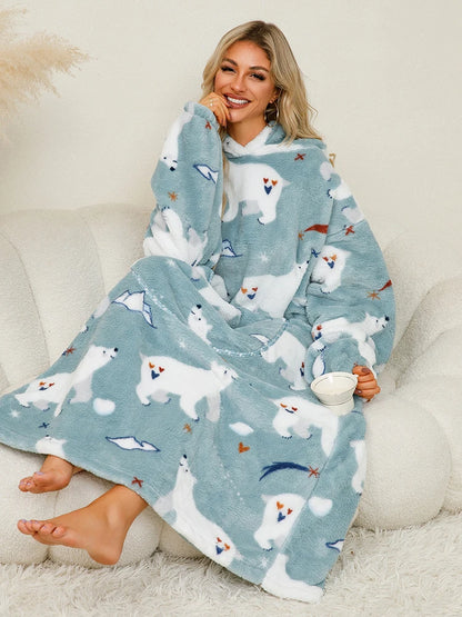 🦥 The Snuggly Sloth™ Oversized Hoodie Blanket Sweatshirt – Long-Length Wearable Blanket for Cozy Winter Days & Nights