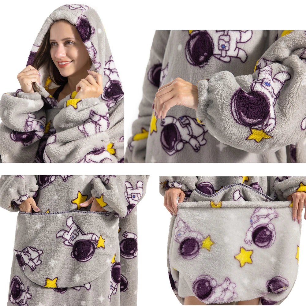 🦥 The Snuggly Sloth™ Oversized Hoodie Blanket Sweatshirt – Long-Length Wearable Blanket for Cozy Winter Days & Nights