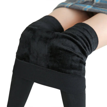 Winter Velvet Leggings for Women – High-Waist, Stretchy & Ultra-Warm Solid Color Fleece-Lined Leggings