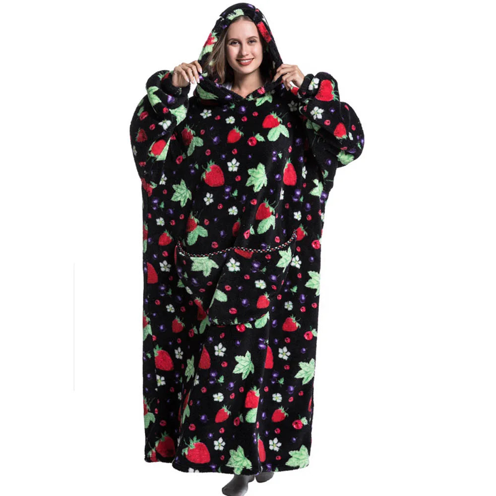 🦥 The Snuggly Sloth™ Oversized Hoodie Blanket Sweatshirt – Long-Length Wearable Blanket for Cozy Winter Days & Nights