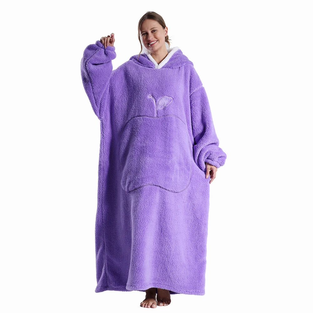 🦥 The Snuggly Sloth™ Oversized Hoodie Blanket Sweatshirt – Long-Length Wearable Blanket for Cozy Winter Days & Nights