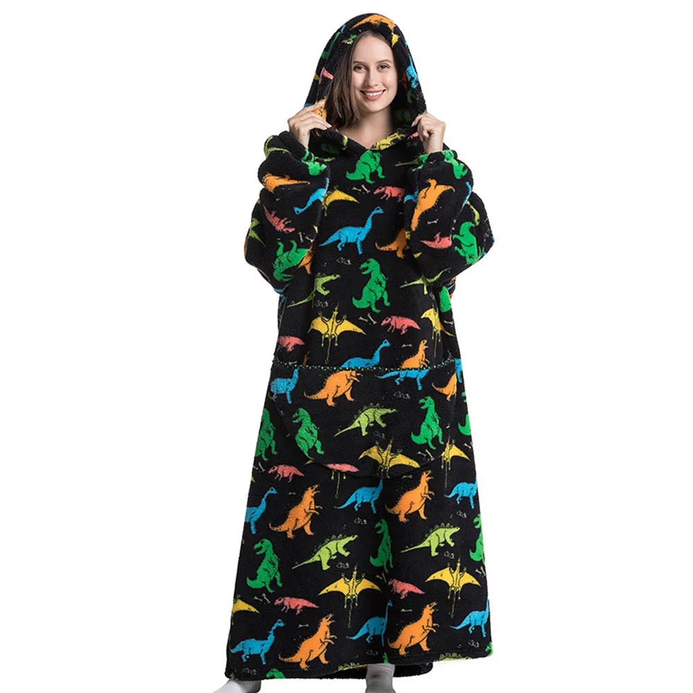 🦥 The Snuggly Sloth™ Oversized Hoodie Blanket Sweatshirt – Long-Length Wearable Blanket for Cozy Winter Days & Nights