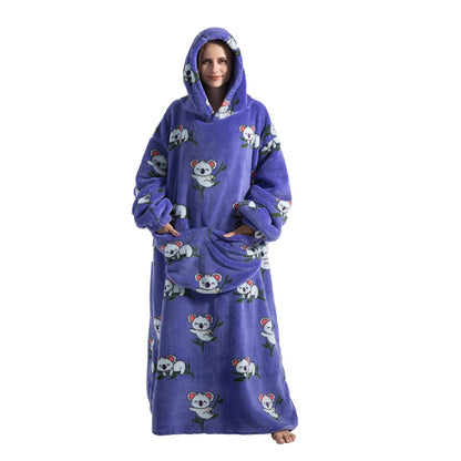 🦥 The Snuggly Sloth™ Oversized Hoodie Blanket Sweatshirt – Long-Length Wearable Blanket for Cozy Winter Days & Nights