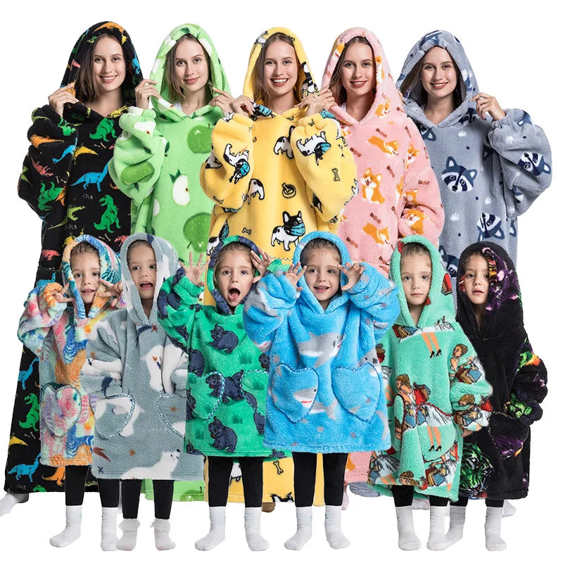 🦥 The Snuggly Sloth™ Oversized Blanket Hoodies for the Whole Family – Ultra-Soft Wearable Blankets in All Sizes for Kids, Teens & Adult